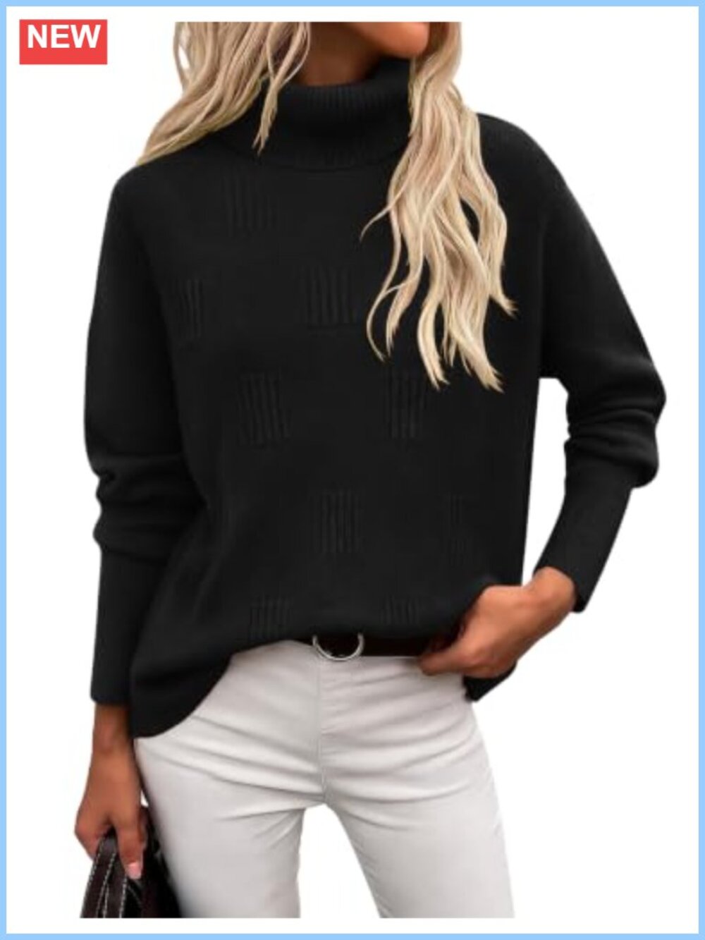 Women's Turtleneck Sweater Long Sleeve Knitted Pullover for Fall Winter